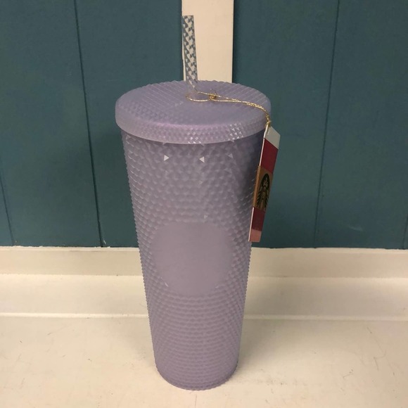 Starbucks 2021 Holiday Icy lilac Bling Studded Cold Cup Tumbler 24oz NEW + - Picture 2 of 6
